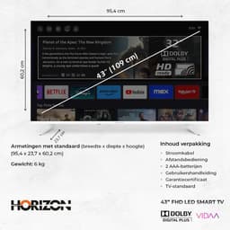 Horizon Diamant 43HL4331F/C Smart TV 43 Inch – Full HD LED – Zeer Smal Design –2024 — thumbnail 3