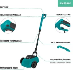 VONROC Mini Elektrische Grasmaaier – 350W – 22 cm – Maaien en mulchen in één - Drie instelbare maaihoogtes: 30mm, 40mm, 50mm – Incl. reinigingstool — thumbnail 5