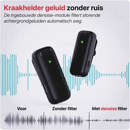 Draadloze Dasspeld Microfoon met geschikt voor USB-C & Lightning Dongle - Lavalier Microfoon geschikt voor iPhone & Android - Incl. Oplaadcase - Mini Microfoon voor Smartphone, Vlog & ASMR — thumbnail 2