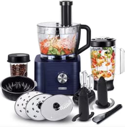 Keukenmachine - Alles in 1 keukenmachine - Multifunctionele keukenmachine - Vleesmolen - Garde - Kneder - Shredder - Sinaasappelpers - Hakselaar - Blender - 1100W - Donkergrijs — thumbnail 1