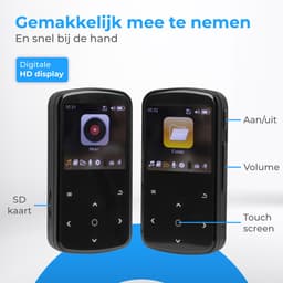 Nuvance MP3 Speler met Bluetooth - Touchscreen - Incl. Oordopjes & 32GB SD Kaart - Voice Recorder Digitaal - Zwart — thumbnail 4