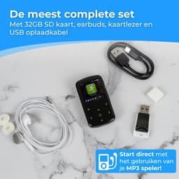 Nuvance MP3 Speler met Bluetooth - Touchscreen - Incl. Oordopjes & 32GB SD Kaart - Voice Recorder Digitaal - Zwart — thumbnail 2
