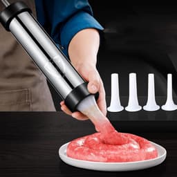 CRLYN® Worstenvuller - Worstenmaker Machine - Handmatig - RVS - Zilver en Zwart — thumbnail 4