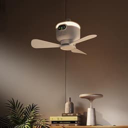 Kampeerventilator 8000mAh op batterijen, draagbare, oplaadbare tentventilator met afstandsbediening, plafondventilatorlamp met 3 afneembare ventilatorbladen, timer, 4 snelheden met gratis afstandsbediening voor buiten, wit — thumbnail 4