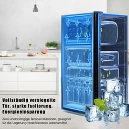 Cool en vriezercombinatie, 86,8 cm hoog, 45,5 cm breed, dubbele deur, met een totaal van 60 liter, 22 liter vriezervolume, 38 liter koelvolume. 102 kWh/jaar, LED -licht. Premium zwart [energieklasse e] — thumbnail 5