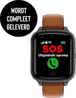 Weewise WS80 - GPS Horloge Senior - Smartwatch voor Ouderen - Persoonlijke alarmen - alarm horloge ouderen - GPS Horloge Alzheimer - Valdetectie - Bruin — thumbnail 3
