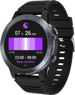Electrox - Smartwatch met sportfuncties - Smart Horloge - Fitness Tracker - Bluetooth Smartwatch – Full Touchscreen - Bloeddruk & Hartslagmeter - Activity Tracker - Dames en Heren SmartWatch – Ronde - Zwart T35 — thumbnail 2