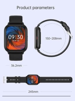 Electrox - Smartwatch met sportfuncties - Smart Horloge - Fitness Tracker - Bluetooth Smartwatch – Full Touchscreen - Bloeddruk & Hartslagmeter - Activity Tracker - Dames en Heren SmartWatch - Zwart T17F — thumbnail 2