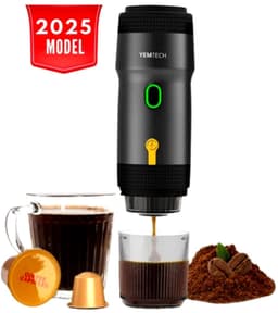 Yemtech® Draagbare Elektrische Espressomachine - Espresso machine voor onderweg - Mini Reis Koffie machine - Koffiezetapparaat voor Camping Auto Vrachtwagen – Draagbare Koffiemachine — thumbnail 1