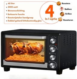 Luxe Heteluchtoven – Airfryer – Oven – Heteluchtfriteuse – RVS Handgreep – Dubbel Versterkt Glas – Convectieventilator – 2000W – Zwart — thumbnail 5