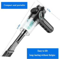 Krachtige mini-autostofzuiger, groot batterijdisplay, draadloze handstofzuiger voor grondige reiniging — thumbnail 5