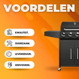 BBQ 5 in 1 - Barbecue op gas - Zwart - Thermostaat - Olievanger accessoires - Gasgrill met zijbrander — thumbnail 2