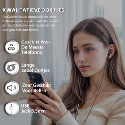 Golden Sound bedrade oordopjes - Oordopjes met draad en microfoon - USB-C aansluiting - Zwart — thumbnail 5
