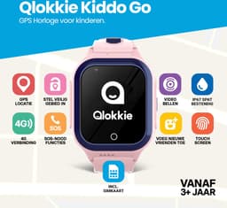 Qlokkie Kiddo GO - GPS horloge kind - Smartwatch kinderen - GPS tracker kind met nauwkeurige locatiebepaling - GPS horloge kind met simkaart - Stel veilige zones in - SOS functie - Whatsapp - Roze — thumbnail 2