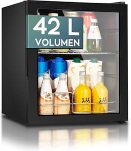 Heinrich's HGK 3142 mini koelkast met glazen deur zwart 42 liter - glasdeur - doorzichtige deur - barkoelkast - vitrinekoelkast - bierkoelkast - kleine koelkast - minibar - modern - voor eten en drinken - drankenkoelkast - energielabel E - 43 decibel — thumbnail 4