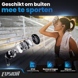 EarHackz® Fusion - Volledig Draadloze Oortjes - Bluetooth Oordopjes - TWS - Sport Oordopjes - Met Oplaadcase - Zwart - Waterdicht — thumbnail 4