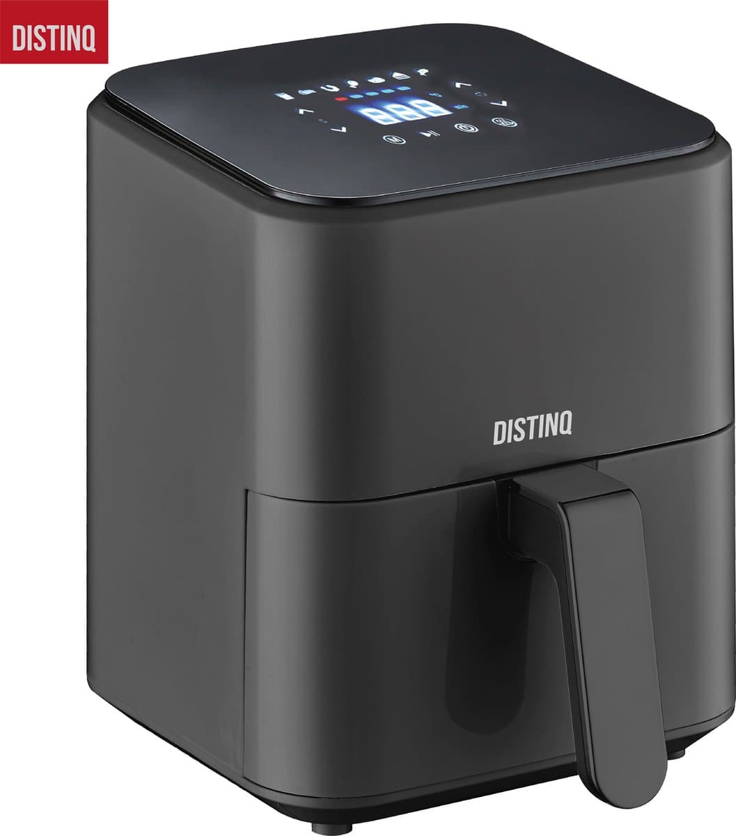 DistinQ Heteluchtfriteuse compact- Airfryer - 4 liter inhoud - Digitaal display - Zwart — afbeelding 1