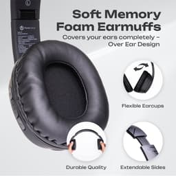 PowerLocus P7 - Draadloze Over-Ear Koptelefoon Inklapbaar - Bluetooth Hoofdtelefoon - Met microfoon – Headphone – Incl. Carry Case - Zwart — thumbnail 5