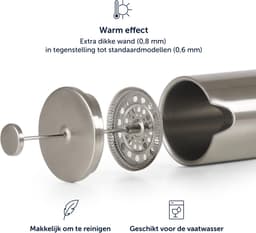 Blumtal French Press Koffiemaker – French Press RVS – French Press Dubbelwandig – Cafetiere – Verse Koffiemaker - 600 ml — thumbnail 2