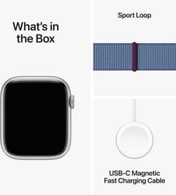 Apple Watch Series 9 - 45mm - Case with Winter Blue Sport Loop - Zilver Aluminium — thumbnail 4