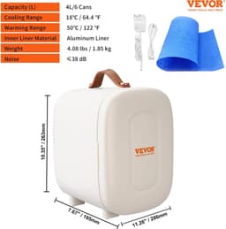 Trovado Minikoelkast - 4L/6 Blikjes - 2 in 1 kleine koelkast - Koel- en verwarmingsfunctie - Compacte drankkoelkast 9 V DC / 220 V AC voor kantoren en slaapkamer - Drinken - Cosmetica - Wit — thumbnail 5