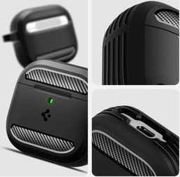 Spigen Rugged Armor Hoesje geschikt voor Apple AirPods 4 (2024) Zwart — thumbnail 3