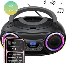Denver Draagbare DAB Radio CD Speler Kinderen - Bluetooth - Lichteffecten - Boombox - AUX - FM - TDB212GREY — thumbnail 2