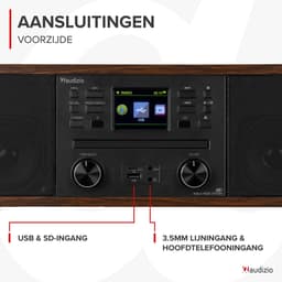 Internetradio - Audizio Avola alles-in-één radio met Bluetooth - DAB+/FM - CD speler - Houtlook — thumbnail 5