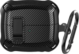 YONO Armor Hard Case geschikt voor Samsung Galaxy Buds 3 - 3 Pro - Hoesje met Lock - Carbon Design - Zwart — thumbnail 1