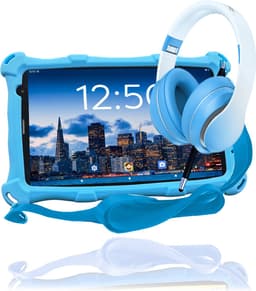 AngelTech Kinderpakket PRO MAX - Kindertablet PRO MAX + Kinderkoptelefoon - Android 15 - Combipakket - Kindertablet Vanaf 3 Jaar – Kinder Tablet – Kids Tablet - Tablet voor Kinderen - Blauw — thumbnail 1