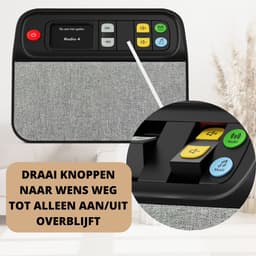 Dementie Radio - DAB+/FM - Simpele Bediening - Speciaal voor Iemand met Dementie - Aanpasbaar bedieningspaneel - Zwart — thumbnail 5