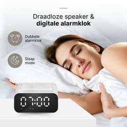 Simplyway® Digitale wekker met radiofunctie - draadloze oplader - Wekker-Wit - Bluetooth-speaker - Wekkers digitaal - Thermometer functie - Wekkers digitaal op netstroom - Dubbel alarm - Digitale-Wekkerradio — thumbnail 3