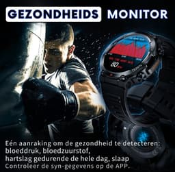 Parya Indestructible Smartwatch - Stoere Zwarte Smartwatch - Sporthorloge — thumbnail 3