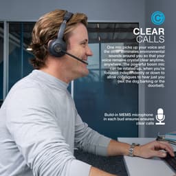 JLab Go Work Headset met Microfoon - Bluetooth - PC Headset Voor Laptop en Computer - 55 uur batterij - USB C aansluiting - Dongle - Draadloze Koptelefoon — thumbnail 5