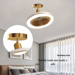 Plafondventilator Slaapkamer - Plafonniere Met Ventilator - Plafondventilator Met Verlichting - Ventilator - Plafondventilator Afstandsbediening - Goud — thumbnail 2