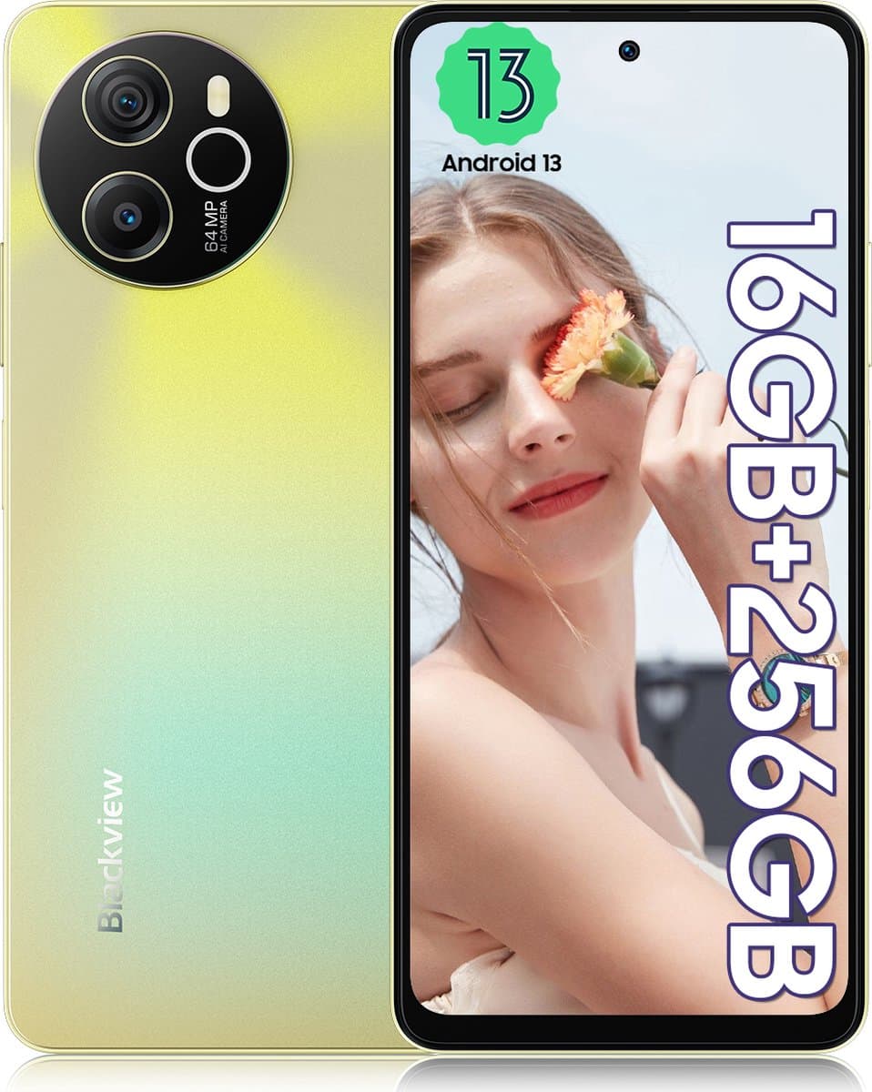Blackview SHARK 8 Smartphone - 4G DUAL SIM - 16 RAM 256GB ROM - Helio G99 Octa Core - 6.78 inch 120Hz 2.4K - Android 13 - 64MP - NFC -Goud — afbeelding 1