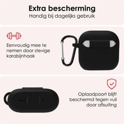 Hoes - Geschikt voor Apple AirPods 4 / 5 - Siliconen Hoesje met Clip - Silicone Case Cover - Zwart — thumbnail 5