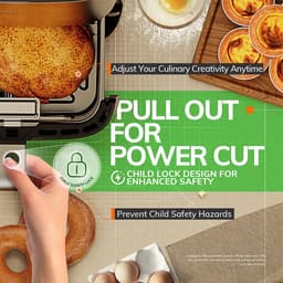 MIUI 5L- Airfryer- Airfryer XL- met Touch Control & Nonstick mandje & zichtbaar venster- Lichtgrijs — thumbnail 5