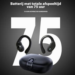 Audrax® Fit Pro Draadloze Sport Oordopjes - 75 uur Speeltijd - Met Oorhaak - IPX7 Waterbestendig - Bluetooth - Sport Oortjes - Oortjes Draadloos - Geschikt voor Apple en Android - Zwart — thumbnail 3