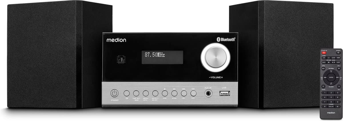 MEDION E64088 Micro Audio Systeem Compact Systeem (DAB+, CD speler. PLL FM-radio, Bluetooth, USB-aansluiting, sleeptimer, MP3, LCD-scherm met 12/24-uurs weergave) — afbeelding 1