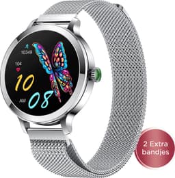 Golden Sound AMOLED Smartwatch Dames - 3 extra bandjes - Geschikt voor elke laptop en smartphone - Stappenteller - Slaapmonitor - Saturatiemeter - 42mm - Zilver — thumbnail 1