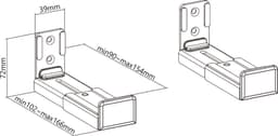 Ophangbeugels voor Soundbar - 2 stuks - Universeel - Met anti-slip - Bevestiging aan muur - Zwart — thumbnail 2