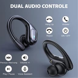 Audrax® Fit Pro Draadloze Sport Oordopjes - 75 uur Speeltijd - Met Oorhaak - IPX7 Waterbestendig - Bluetooth - Sport Oortjes - Oortjes Draadloos - Geschikt voor Apple en Android - Zwart — thumbnail 5