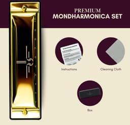 Mondharmonica C voor Volwassenen en Kinderen - Instructieblad - Metallic Gold Blues Harp — thumbnail 3