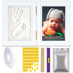 TIKIBOE Baby Fotolijst - Gipsafdruk baby - Klei Afdruk Baby Voet en Hand - Kraamcadeau Jongen of Meisje - Babyshower - Kraampakket/Geboorte Cadeau - Baby Art - Kraam Cadeau — thumbnail 1