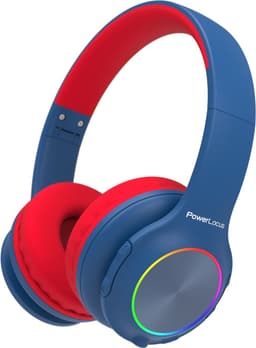 PowerLocus PLED Draadloze Koptelefoon Over-Ear voor Kinderen - LED lampjes - met Microfoon - Micro SD poort - Blauw/Rood — thumbnail 2