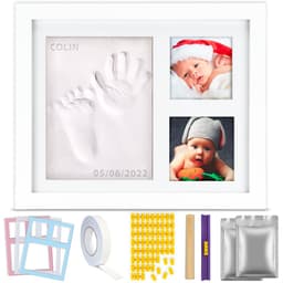 TIKIBOE Baby Fotolijst - Gipsafdruk baby - Klei Afdruk Baby Voet en Hand - Kraamcadeau Jongen of Meisje - Babyshower - Kraampakket/Geboorte Cadeau - Baby Art - Incl. Colour Frames - Kraam Cadeau — thumbnail 1