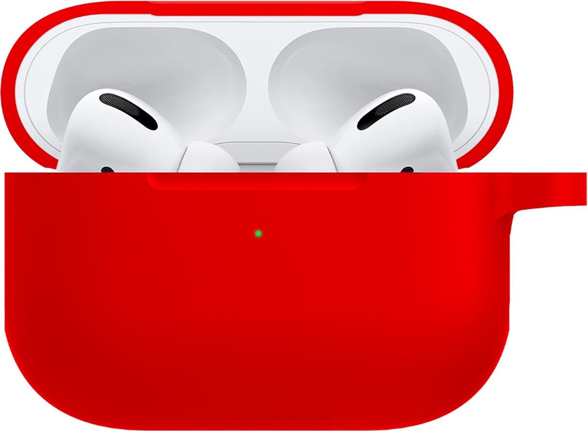 Hoesje - Geschikt voor Apple AirPods Pro 2 - Siliconen Hoes met Clip - Silicone Case Cover - Rood — afbeelding 1