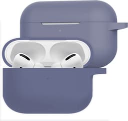 Hoesje Geschikt voor Apple AirPods Pro 2 - Siliconen Hoes met Clip - Silicone Case Cover - Grijsblauw — thumbnail 1