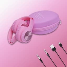 PowerLocus PLED Draadloze Koptelefoon Over-Ear voor Kinderen - LED lampjes - met Microfoon - Micro SD poort - Roze — thumbnail 5